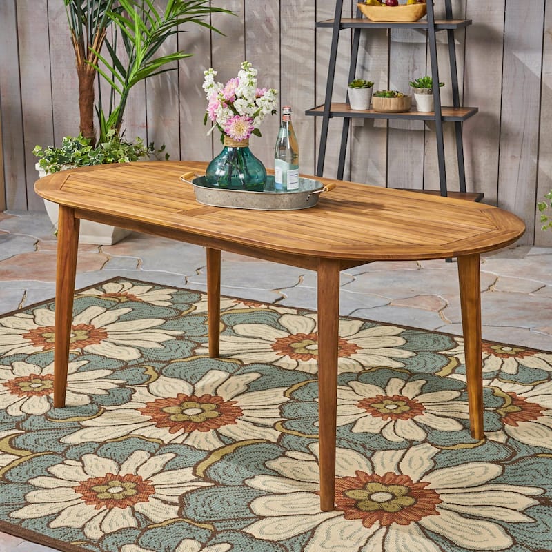 Stamford Outdoor 71" Acacia Wood Oval Dining Table by Christopher Knight Home - 71.00"L x 35.50"W x 30.00"H