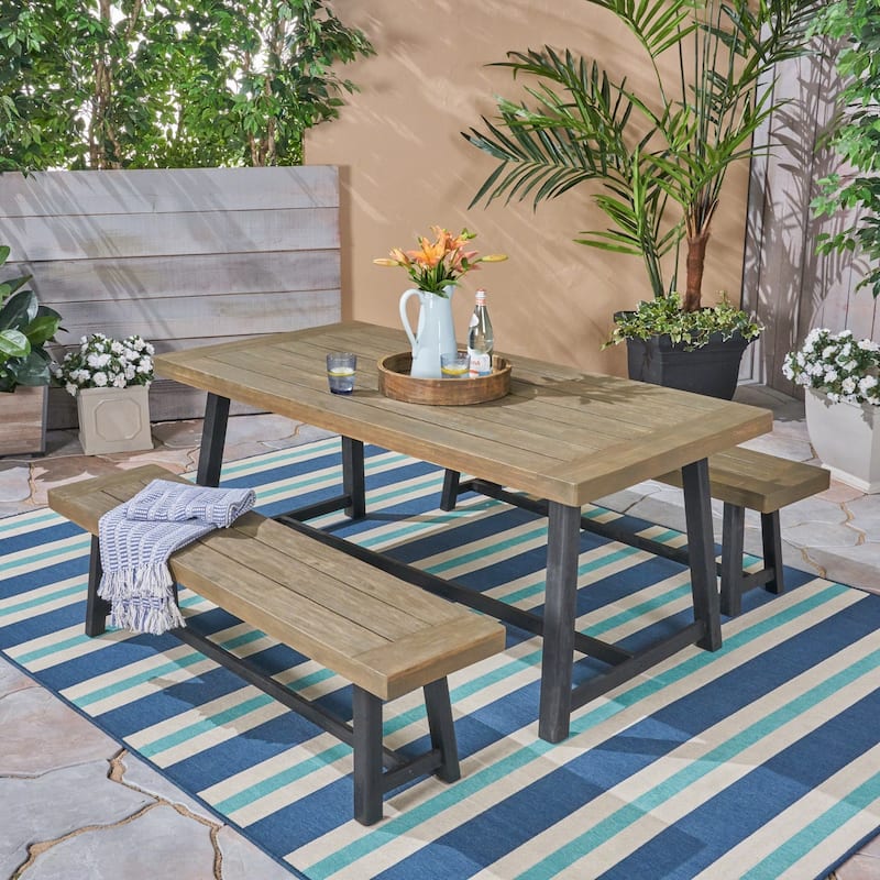 Raphael Outdoor Acacia Wood Picnic Set by Christopher Knight Home