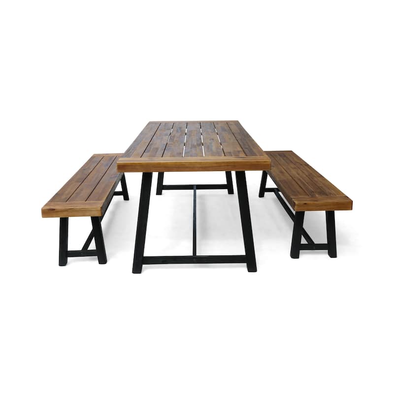 Raphael Outdoor Acacia Wood Picnic Set by Christopher Knight Home - Teak