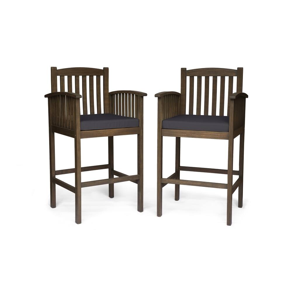 Casa Outdoor Acacia Bar Stools by Christopher Knight Home (Set of 2)