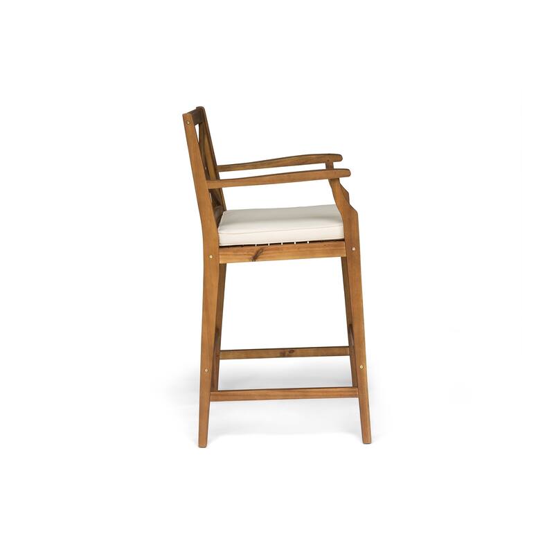 Perla Outdoor Acacia Barstools (Set of 4) by Christopher Knight Home