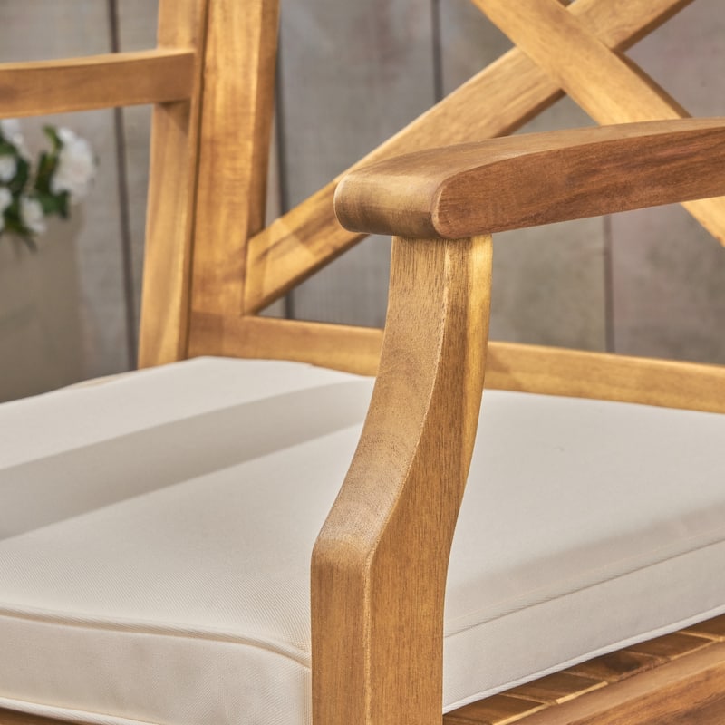 Perla Outdoor Acacia Barstools (Set of 4) by Christopher Knight Home