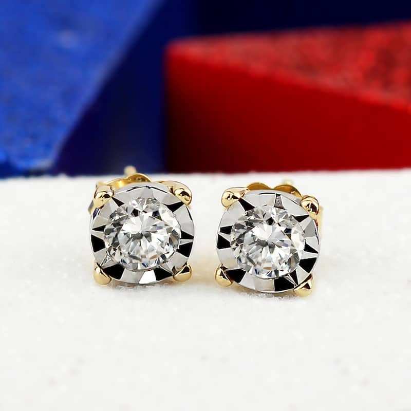 Auriya 14k Gold 5/8ctw Round Diamond Stud Earrings