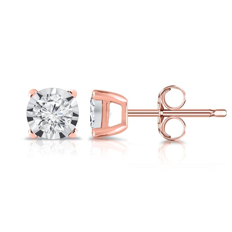 Auriya 14k Gold 1/5ctw Round Diamond Stud Earrings (G-H, I1-I2) - Rose