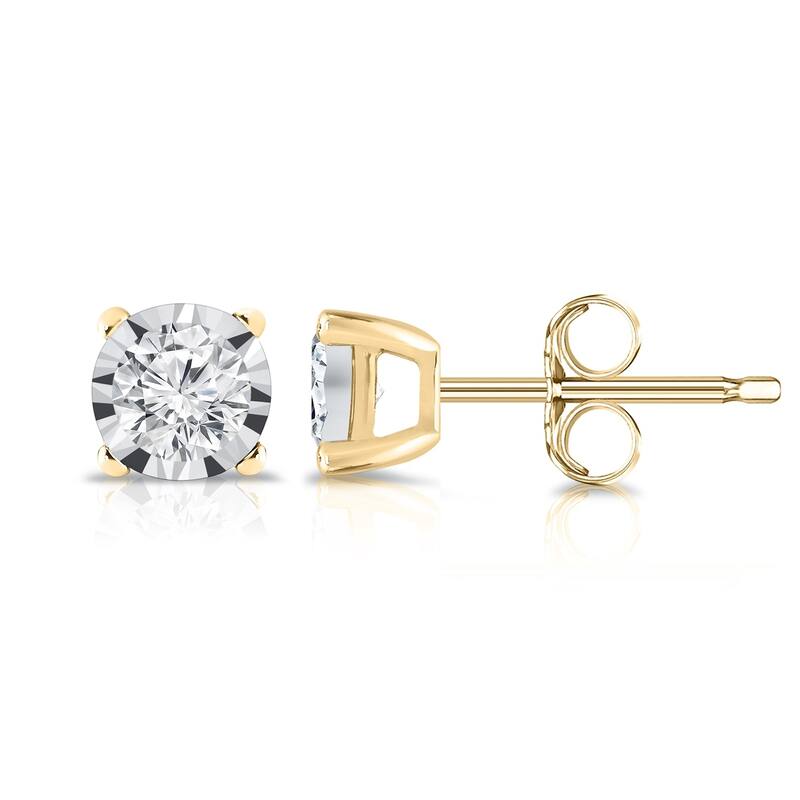Auriya 14k Gold 1/5ctw Round Diamond Stud Earrings (G-H, I1-I2) - Yellow