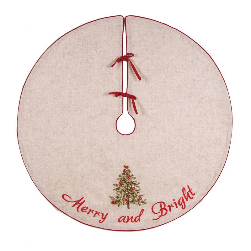 Christmas Merry and Bright Hand Crafted Ribbon Art Tree Skirt - 42" x 42"