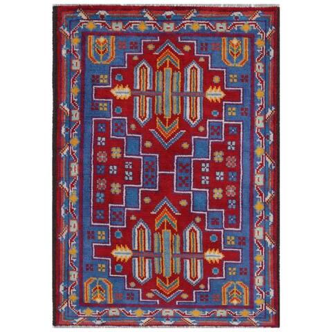 Handmade One-of-a-Kind Kargahi Wool Rug (Afghanistan) - 2'7 x 3'10