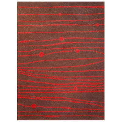 Hand-tufted Zoom Red Wool Rug - 5' x 8'