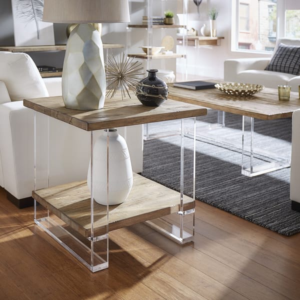 Shop Annika Reclaimed Wood And Acrylic End Table By Inspire Q