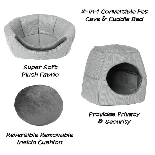 2 In 1 Convertible Pet Bed Cat Kitten Or Small Dog Bed Enclosed Cave House Petmaker Overstock 22541493