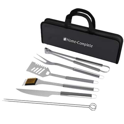 7-Piece BBQ Grill Tool Kit - Stainless Steel BBQ Accessories Kitchen Set by Home-Complete