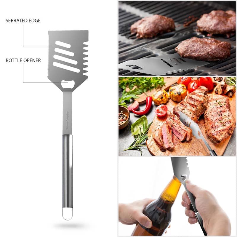 7-Piece BBQ Grill Tool Kit - Stainless Steel BBQ Accessories Kitchen Set by Home-Complete