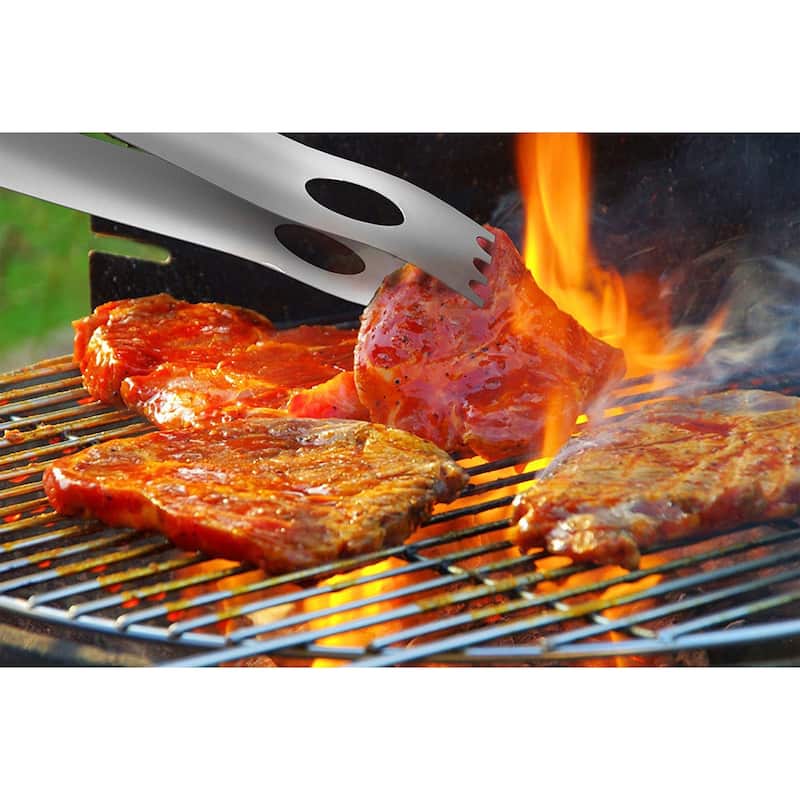Wood BBQ Grill Tool Set- 22 Pc Stainless Steel Barbecue Accessories Home-Complete