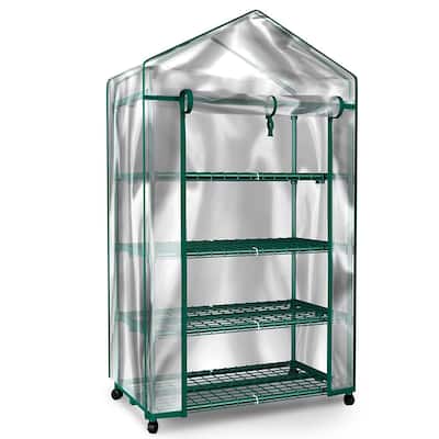 Mini Greenhouse-4-Tier Indoor Outdoor Sturdy Portable Shelves by Home-Complete - 27.1 x 19.3 x 63.3
