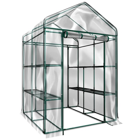 Walk-In Greenhouse- Indoor Outdoor with 8 Sturdy Shelves-Grow Plants, Seedlings, Herbs, or Flowers by Home-Complete