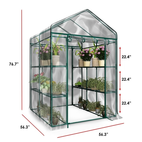 4 Tier walk-in Greenhouse Frame Plant Grow Garden Outdoor Shelving PVC Cover Bag