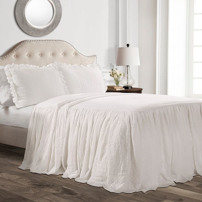 Lush Decor Ruffle Skirt Bedspread Set - White - King