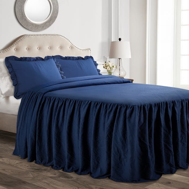 Lush Decor Ruffle Skirt Bedspread Set - Navy - Twin