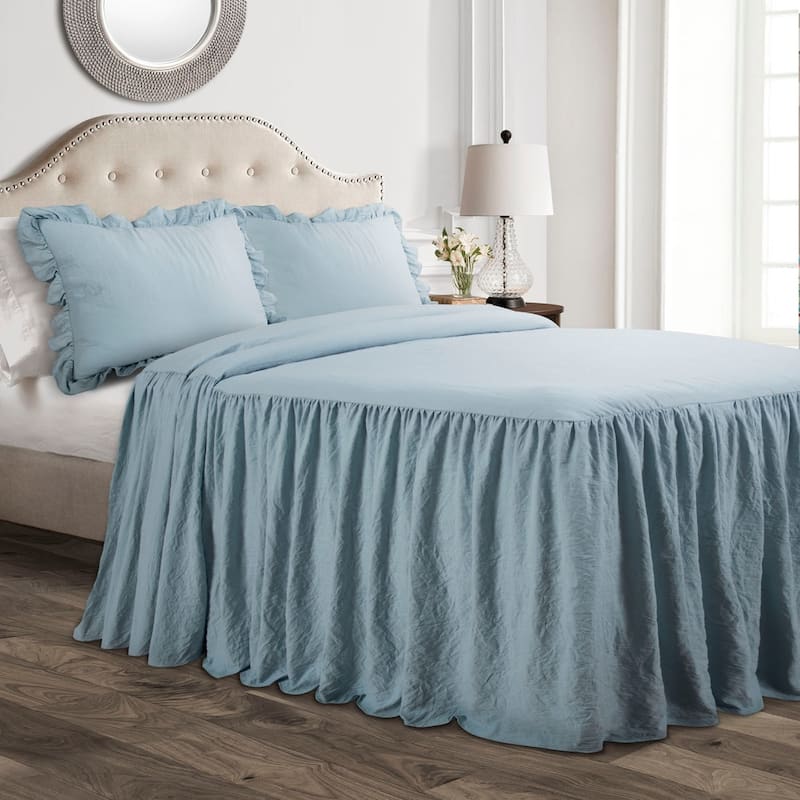 Lush Decor Ruffle Skirt Bedspread Set - Lake Blue - King