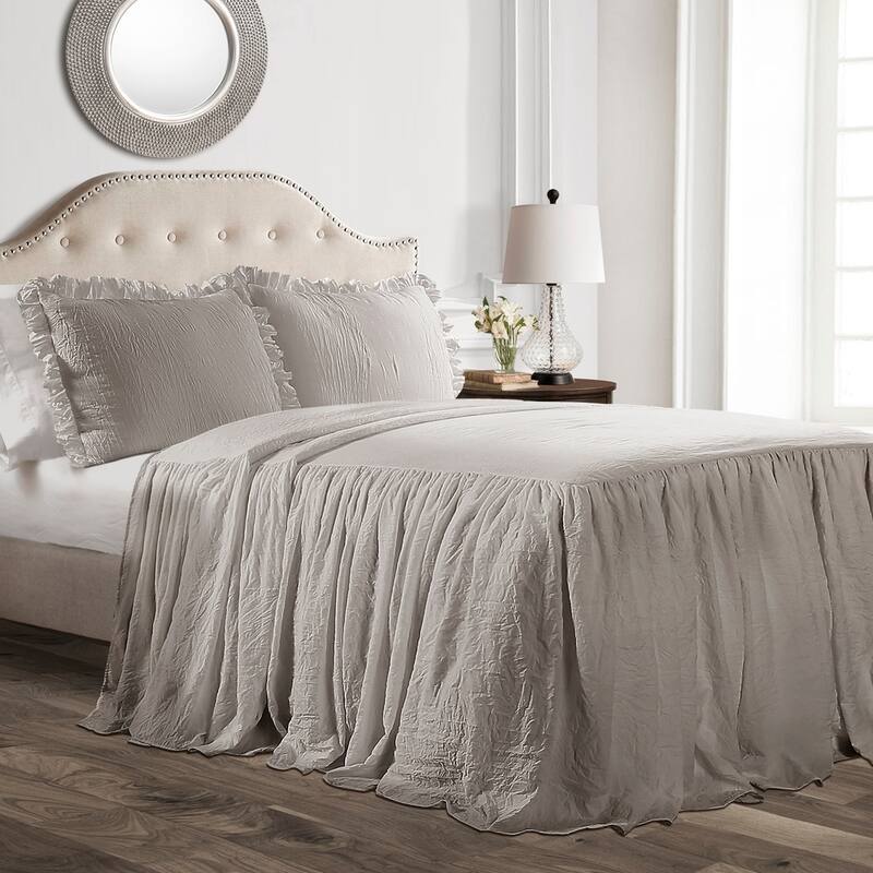 Lush Decor Ruffle Skirt Bedspread Set - gray - Full