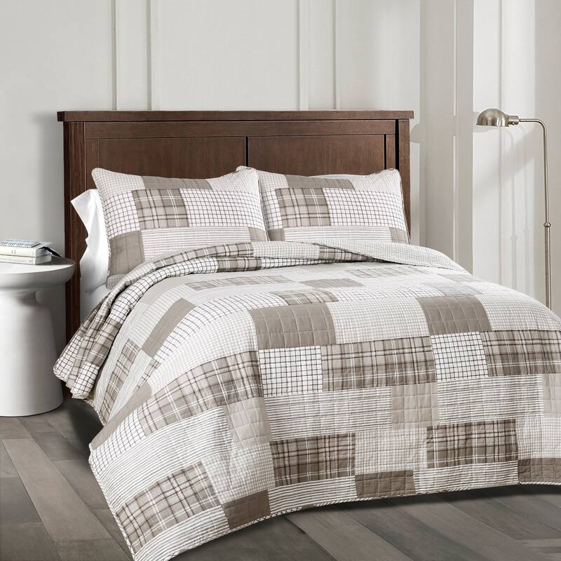 Lush Decor Greenville Quilt Set - Taupe - Queen/Full - Queen/Full