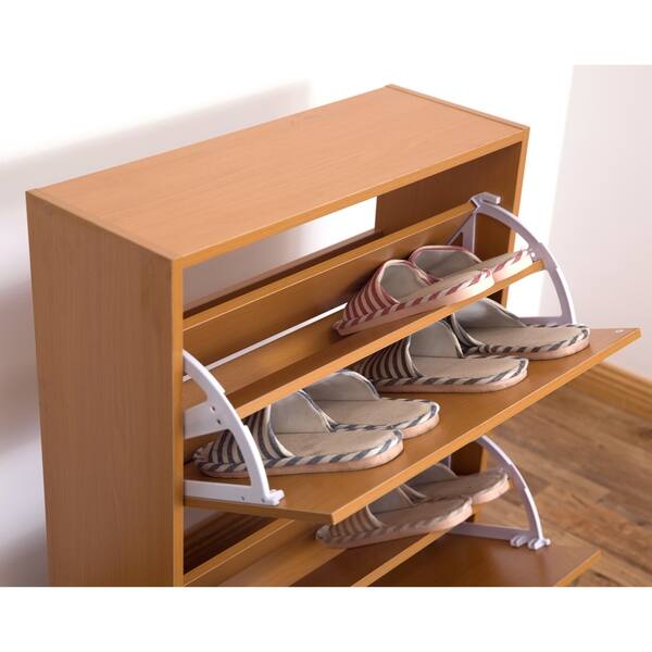 Shop 2 Tier Fold Out Wooden Shoe Rack Organizer Overstock 22543784