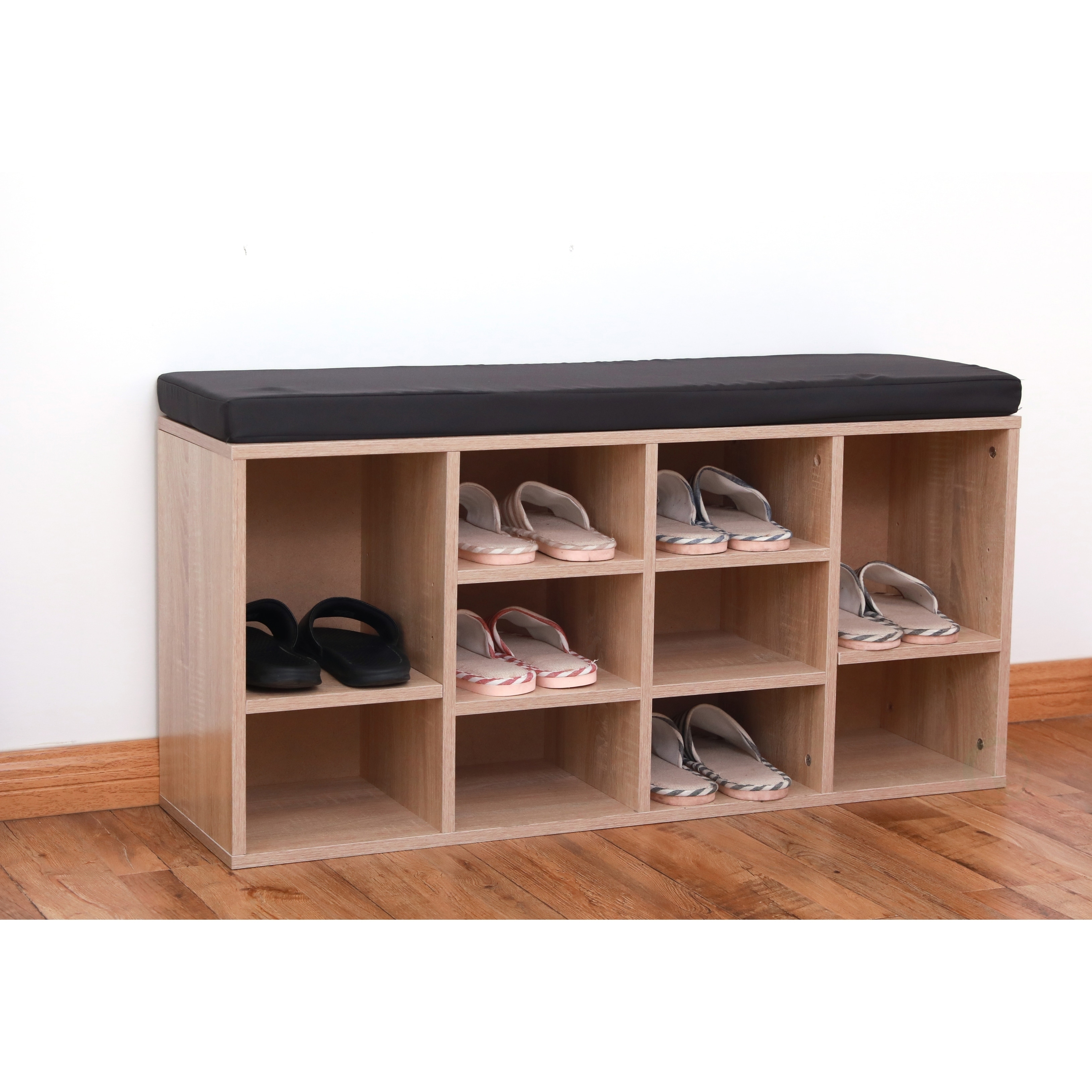 Home Garden Benches Stools Espresso Finish Wooden Shoe Storage Bench Cubby Cushion Entryway Organizer Seat Stbaliaacid