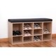 preview thumbnail 2 of 3, Natural Wooden Shoe Cubicle Storage Entryway Bench with Soft Cushion for Seating