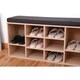 preview thumbnail 4 of 3, Natural Wooden Shoe Cubicle Storage Entryway Bench with Soft Cushion for Seating
