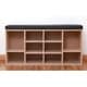 preview thumbnail 3 of 3, Natural Wooden Shoe Cubicle Storage Entryway Bench with Soft Cushion for Seating