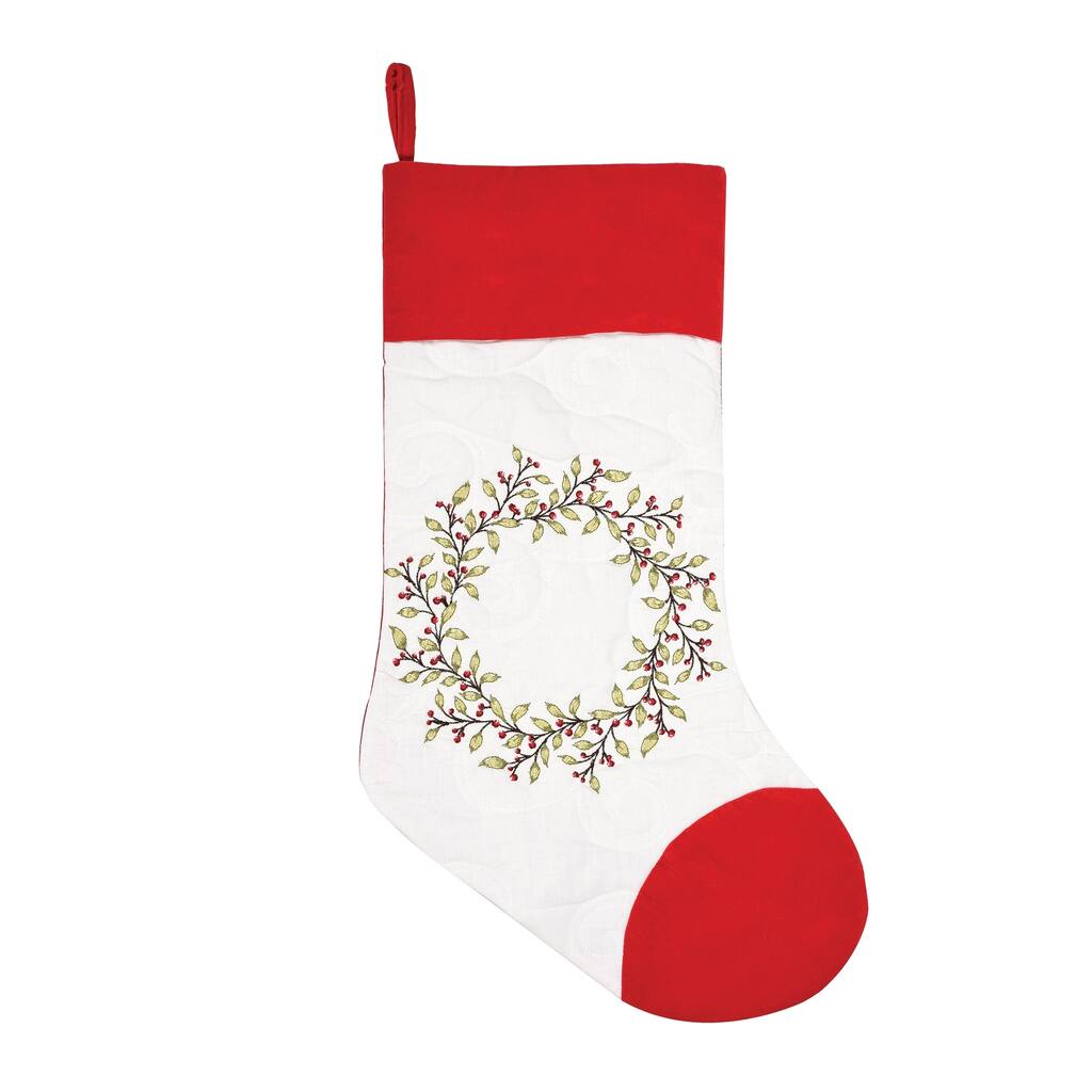 Holladay Garland Embroidered Christmas Stocking