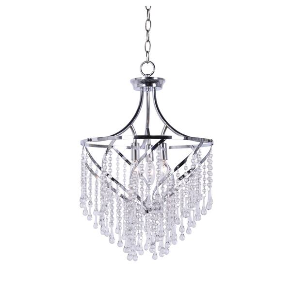 Sia 23 Inch Chrome And Crystal 3 Light Pendant Chrome And Crystal 3 Light Pendant
