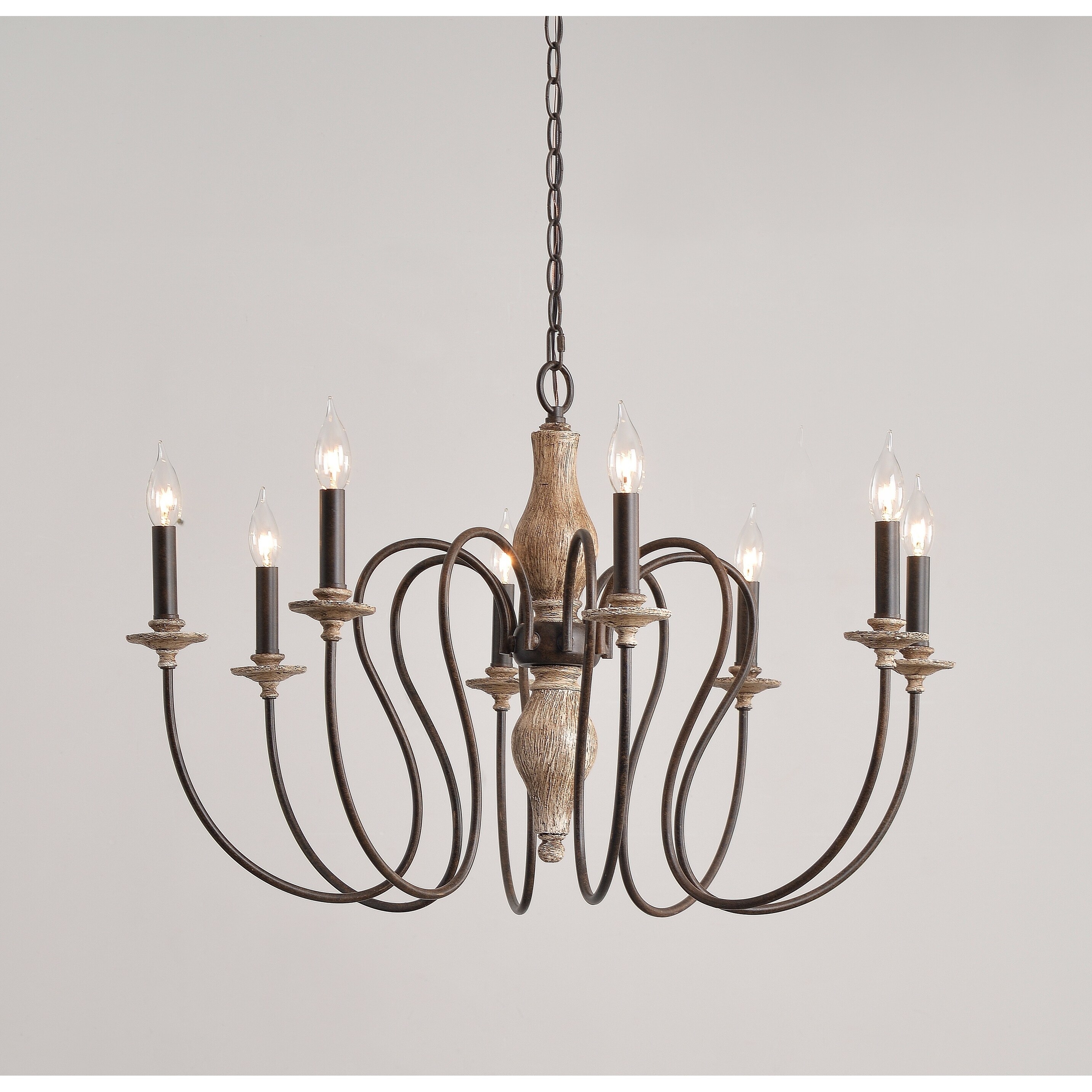 Ellie 20-inch Weathered White with Gold Highlights 8 Light Chandelier - Chandeliers For Bedrooms by Overstock.com