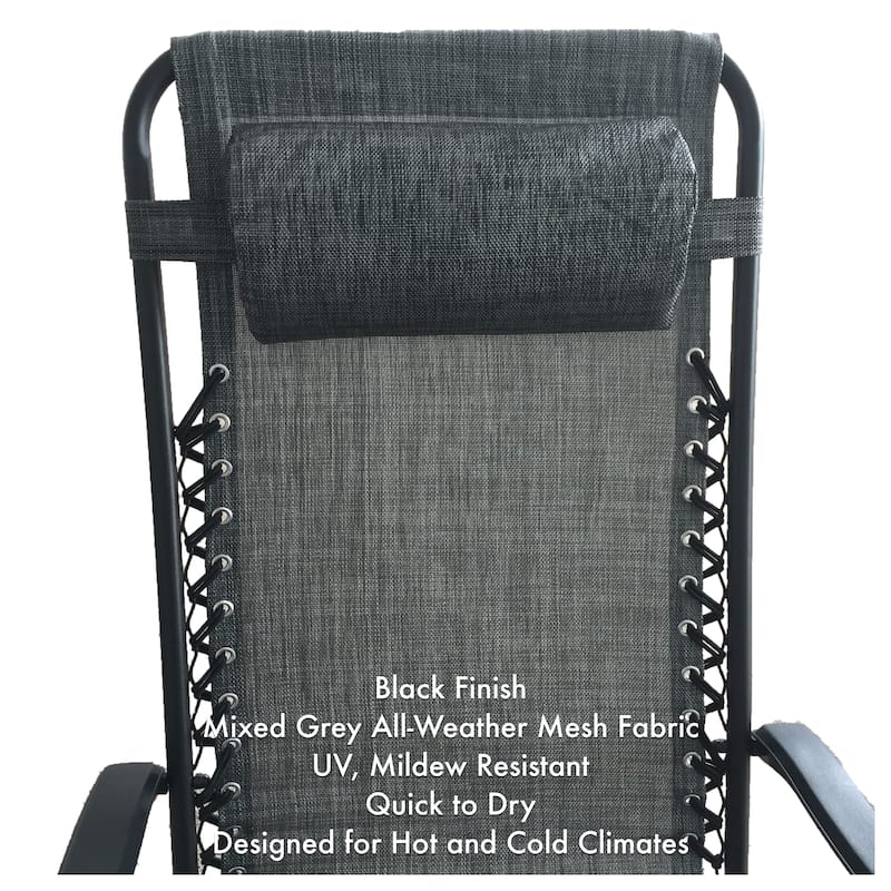 Zero Gravity Recliner / Lounger & Cup Holder in Grey Mesh Fabric 2Pk.