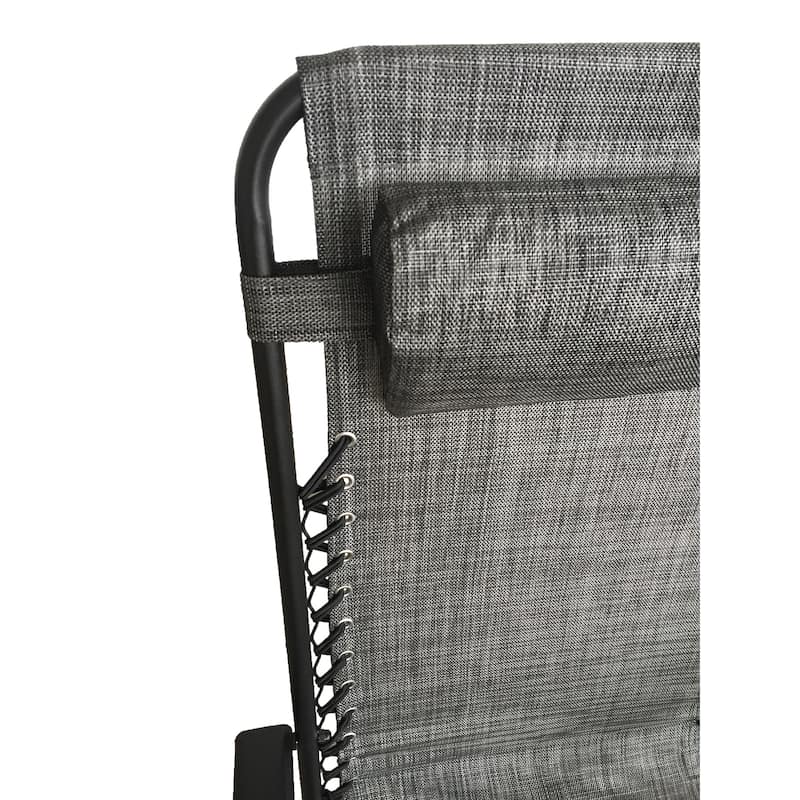 Zero Gravity Recliner / Lounger & Cup Holder in Grey Mesh Fabric 2Pk.