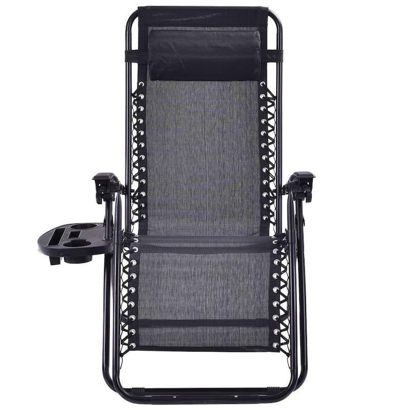 Zero Gravity Recliner / Lounger & Cup Holder in Grey Mesh Fabric 2Pk.