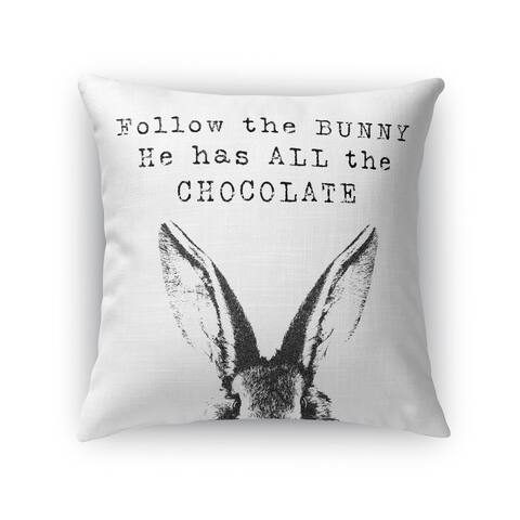 FOLLOW THE BUNNY Throw Pillow by Kavka Designs