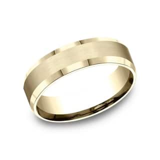Size 14 5 Men S Wedding Bands Groom Rings Online At 10k Yellow Gold 6mm Men S Satin Finished Beveled Edge Comfort Fit Wedding Band