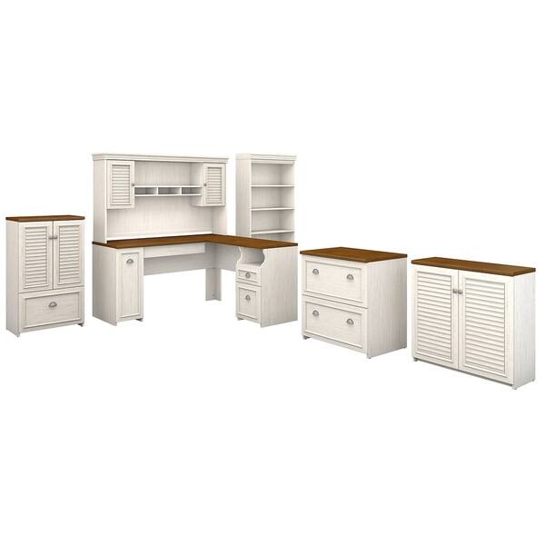 Shop Copper Grove Khashuri L Shaped White Maple Desk Hutch