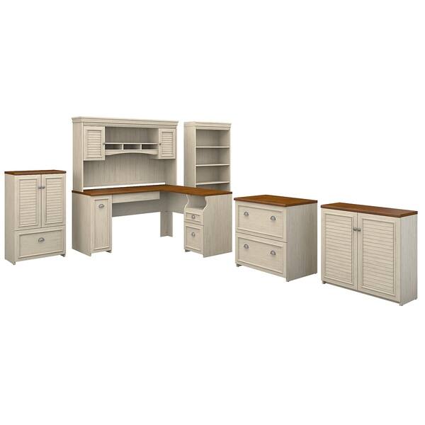 Shop Copper Grove Khashuri L Shaped White Maple Desk Hutch