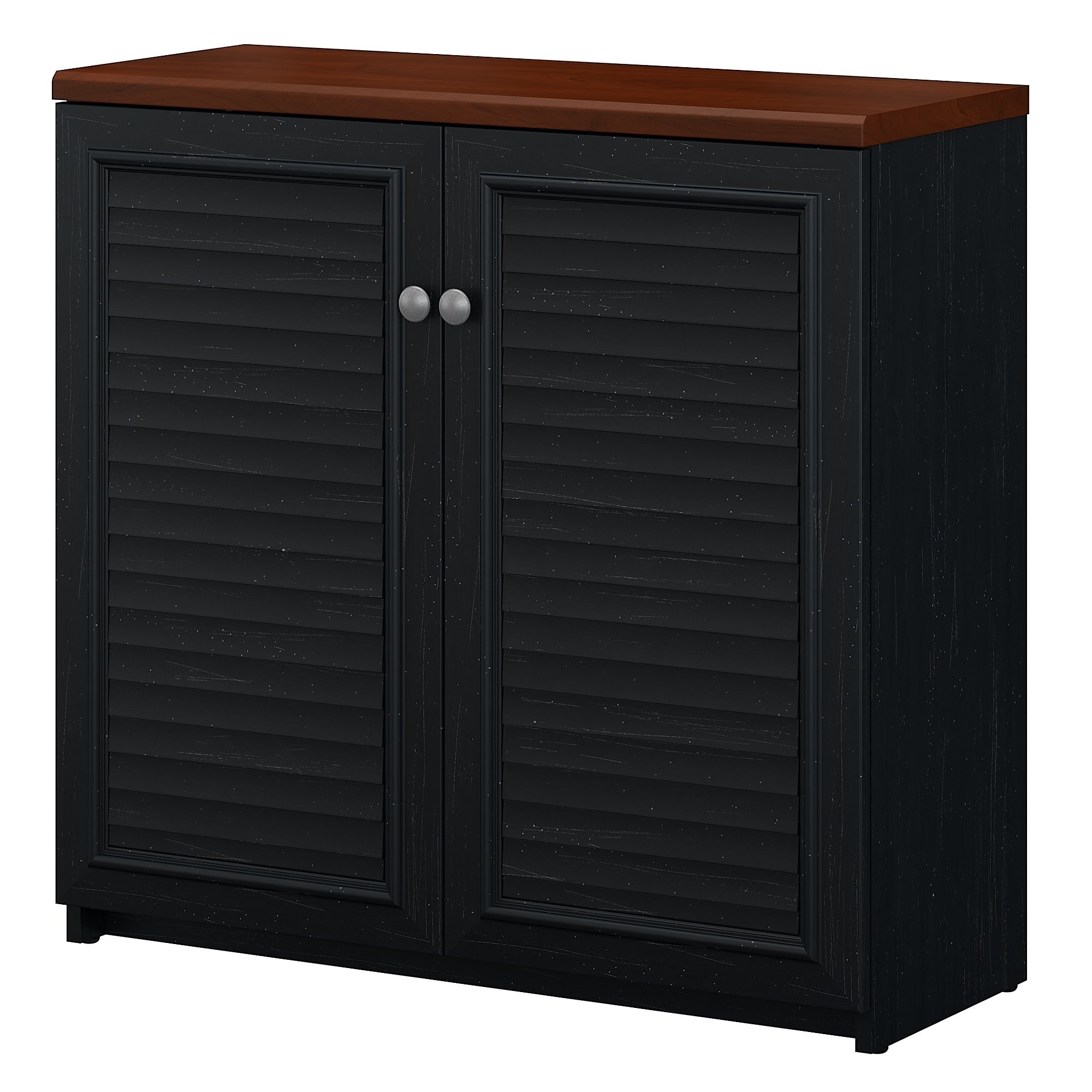 Shop Copper Grove Pleven Black Cabinet With 2 Cherry Doors Free