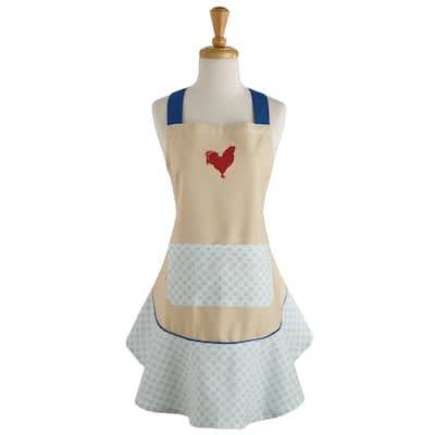 Design Imports Red Rooster Ruffle Kitchen Apron