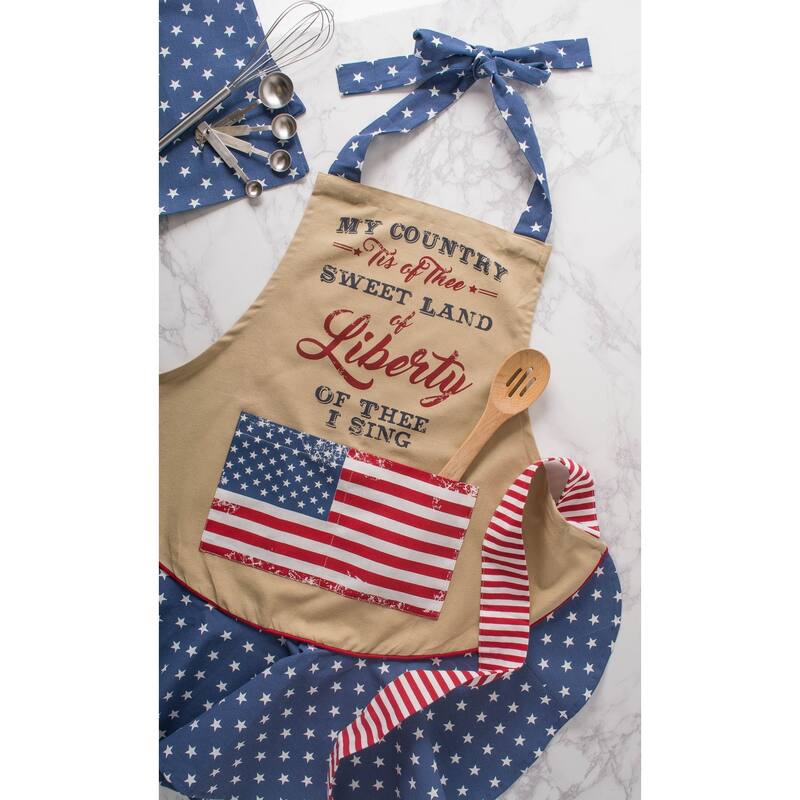 Design Imports Chino Flag Print Chef Kitchen Apron