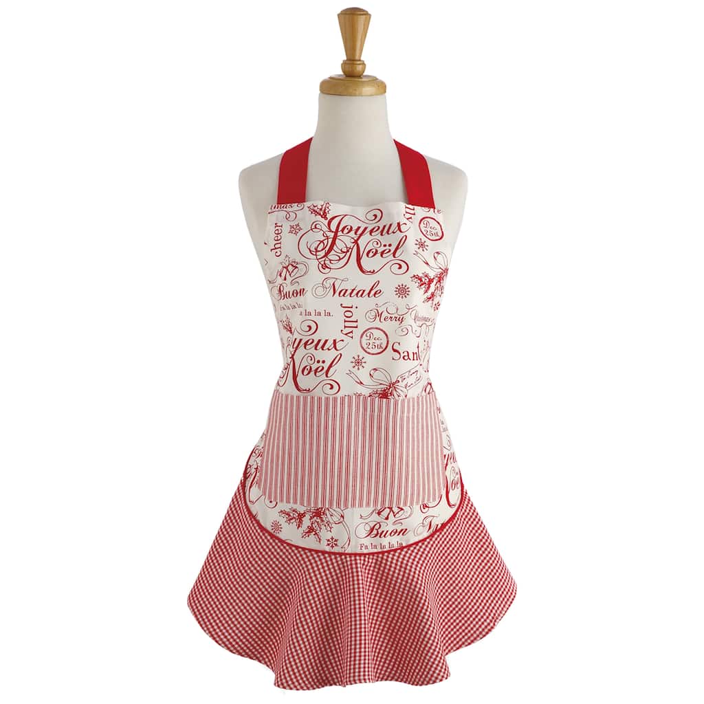 Design Imports Vintage Christmas Ruffle Kitchen Apron