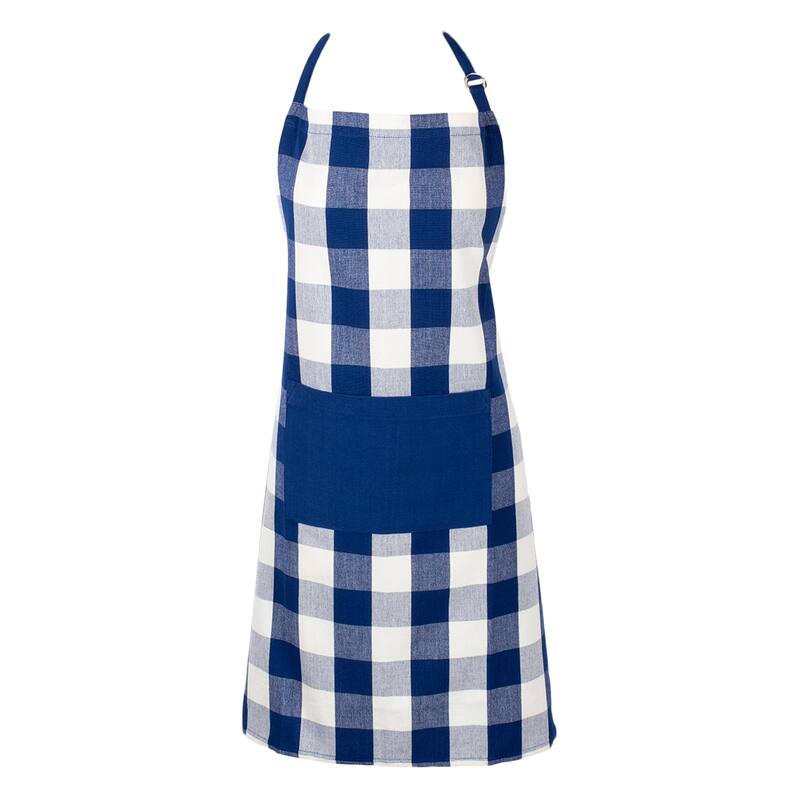 Design Imports Buffalo Check Chef Kitchen Apron - Navy