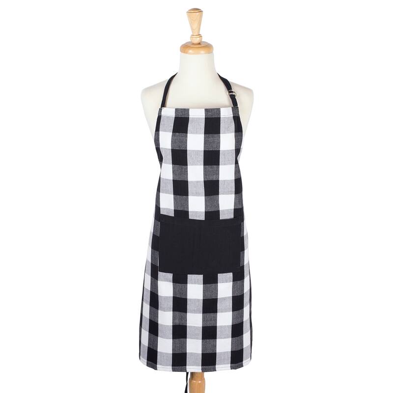 Design Imports Buffalo Check Chef Kitchen Apron - Black