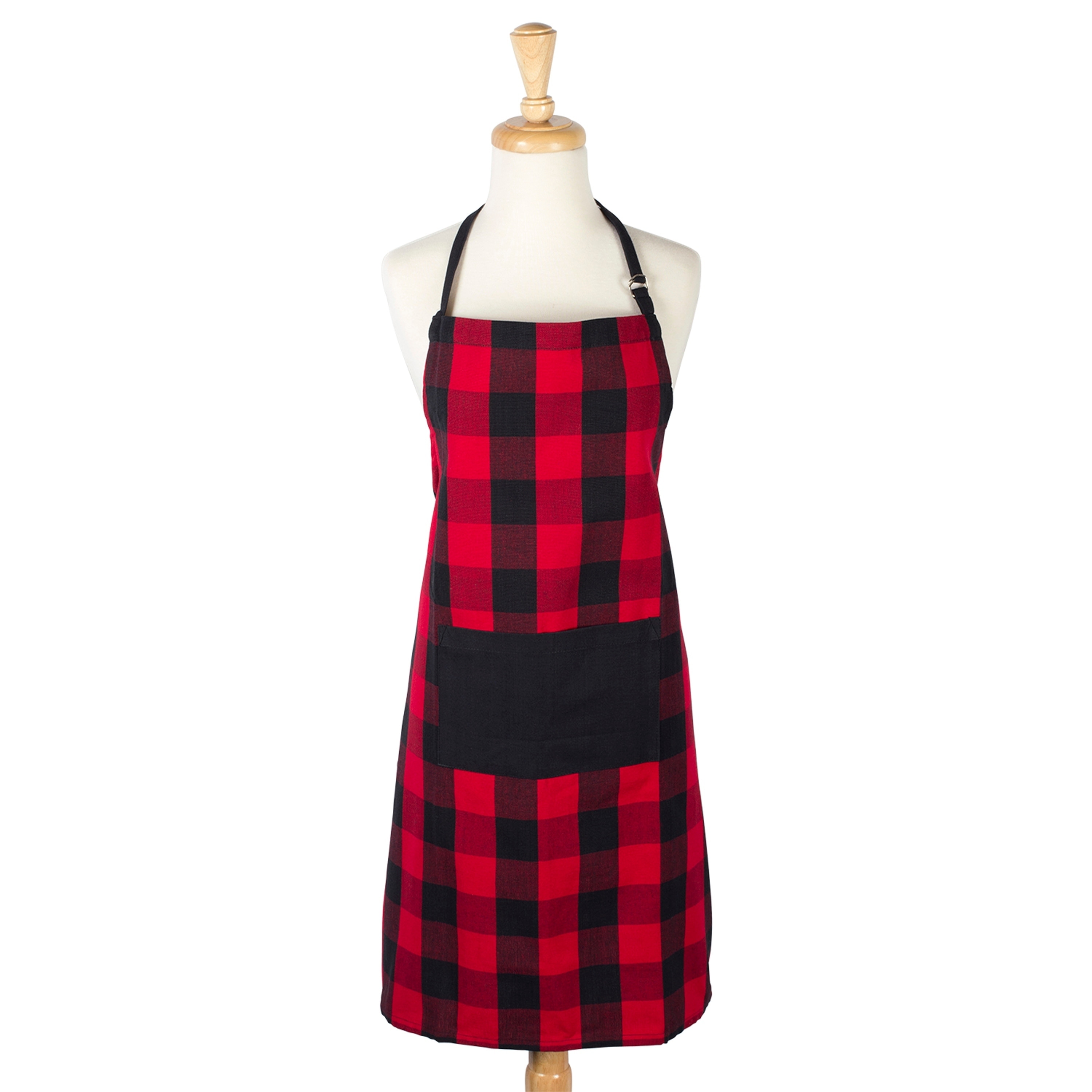 3 DII Cotton Adjustable Buffalo Check Plaid Apron with Pocket  Extra-Long Ties 