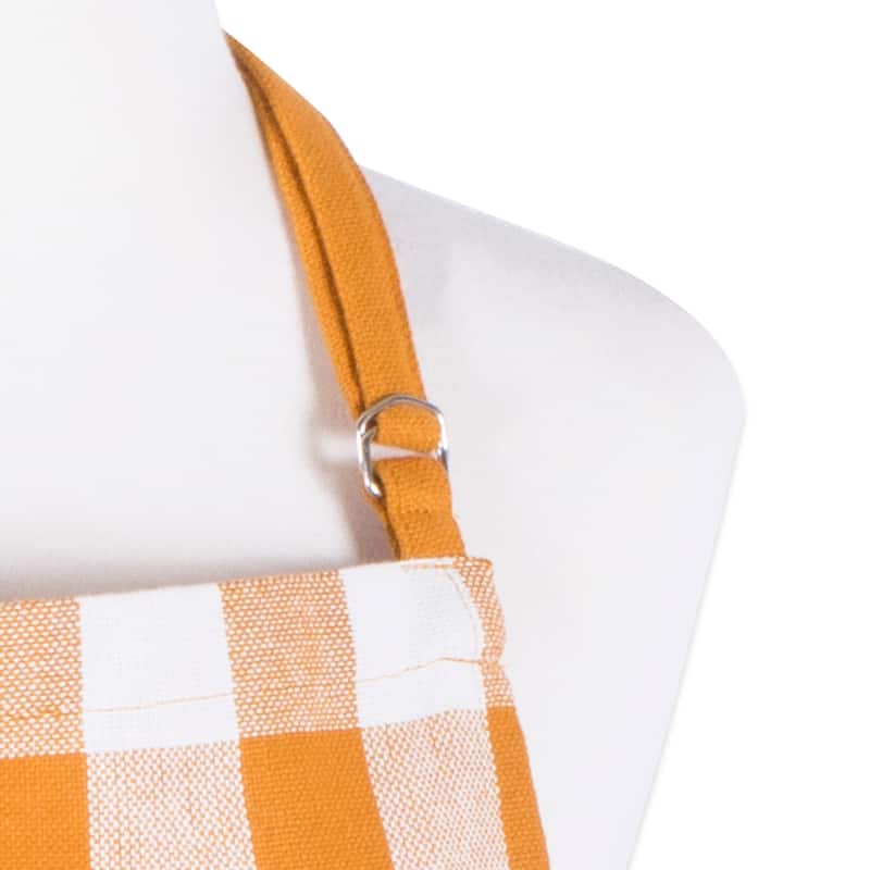 Design Imports Heavyweight Check Fringed Chef Kitchen Apron