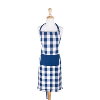 Design Imports Heavyweight Check Fringed Chef Kitchen Apron