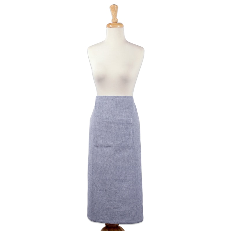 Design Imports Solid Cambray Bistro Kitchen Apron - Blue